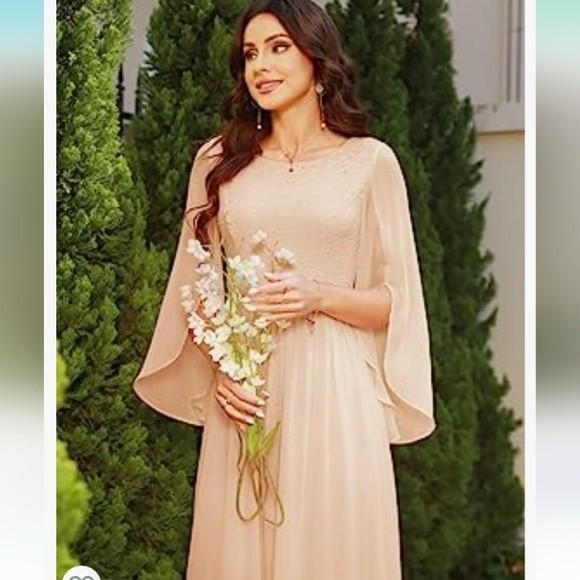 DressTells Champion Flowy Chiffon Maxi Dress with Lace Bodice Size Large NWOT - Picture 2 of 10